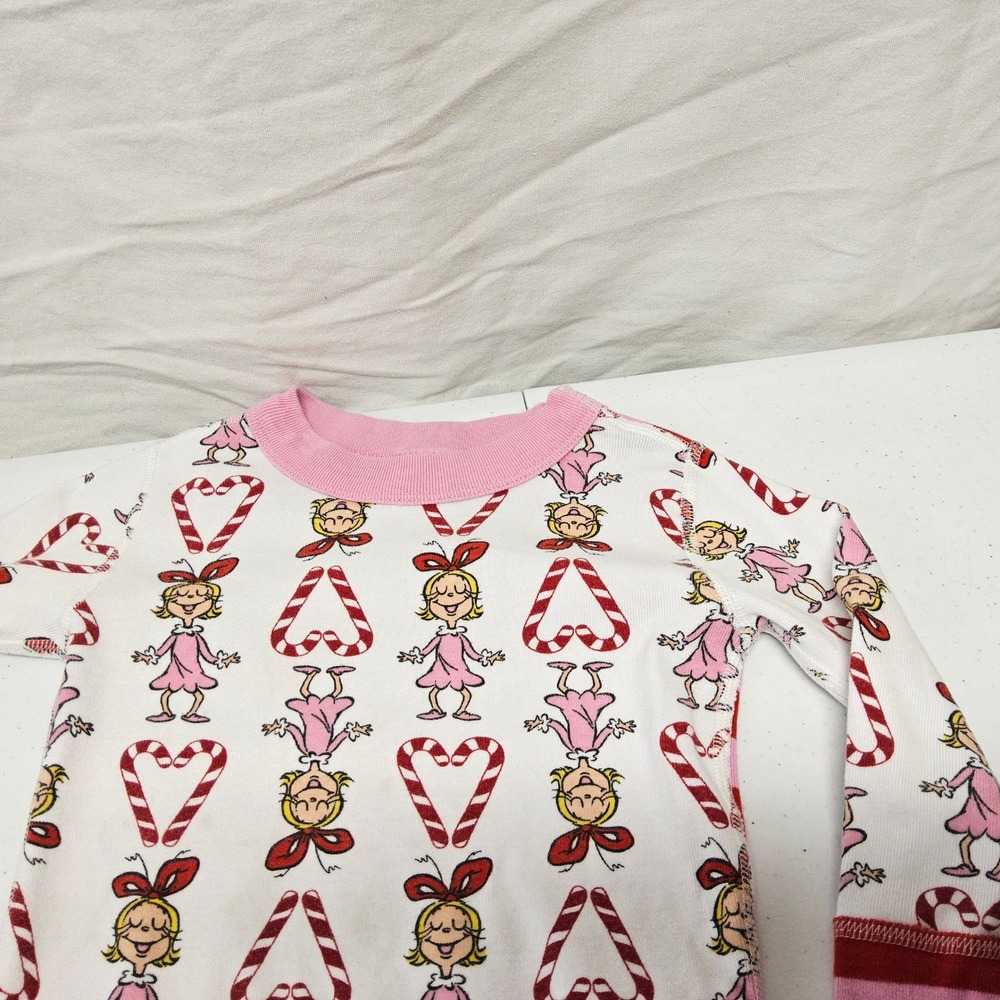 Hanna Andersson Dr Seuss Pajama Top Kids 4 Pink Cindy Lou Who Striped Organic